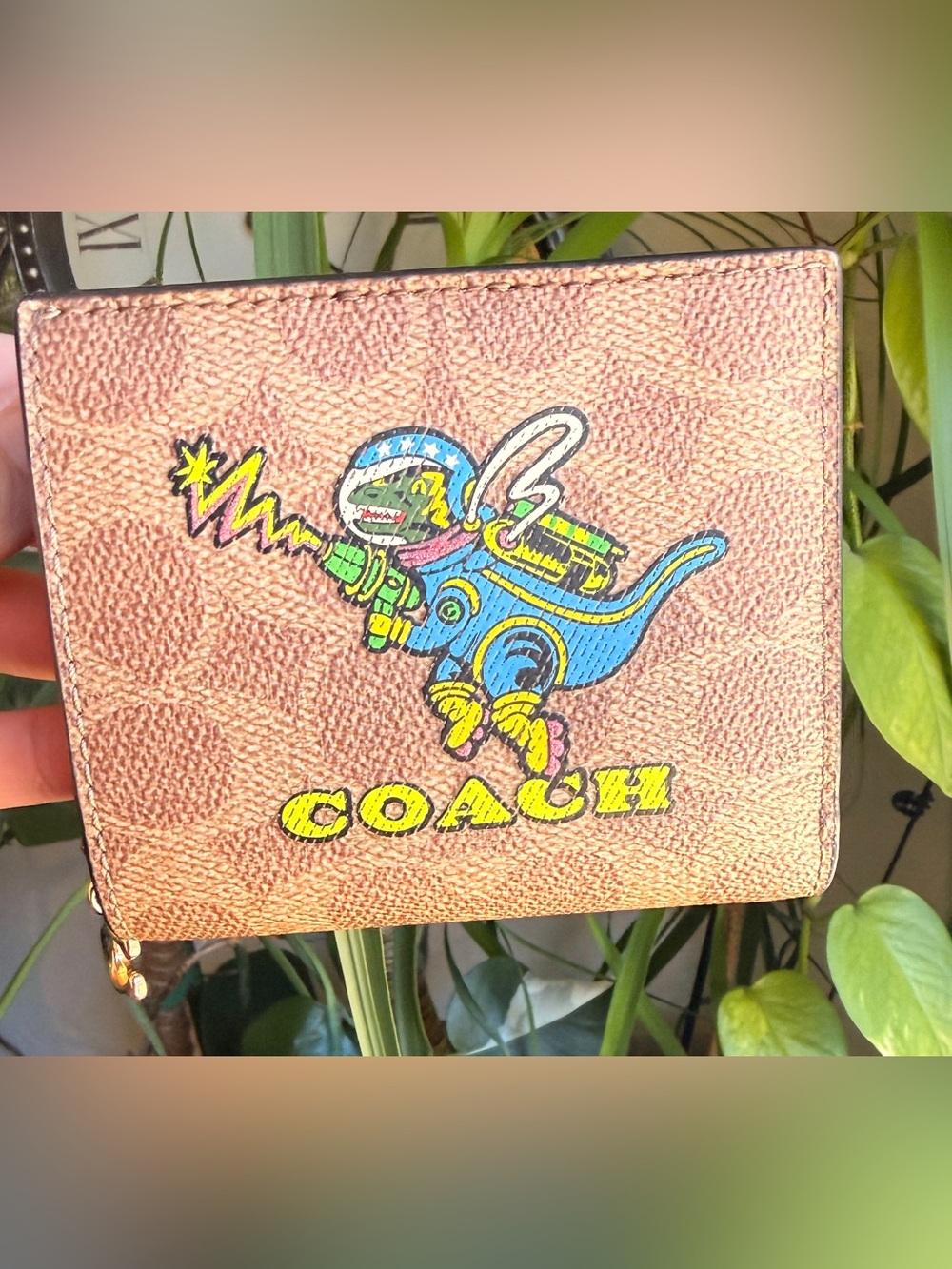 NWOT- Coach CW463 Graphic Dinosaur Astronaut Wallet